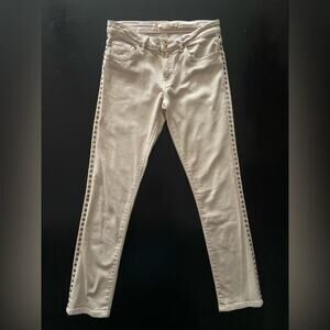 ZARA WOMAN ‘Cigarette Leg’ Studded Cream Denim Jeans sz 4